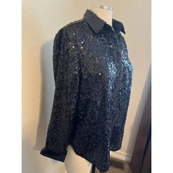 J. CREW Collection Classic-Fit Sequin Shirt Button Down Top Blouse Size 6. - Picture 5 of 9